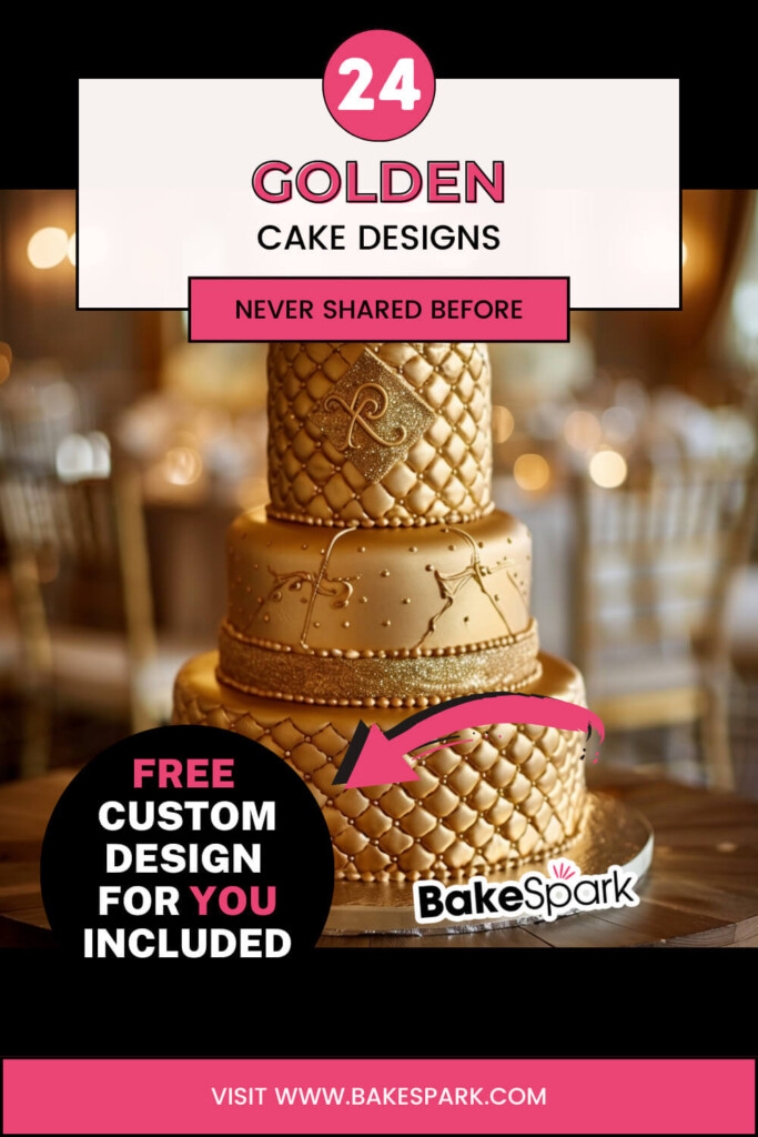 gold cake design ideas - pinterest pin